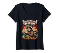 Femme Testeur de Biscuits drôle rétro pour Raton Laveur T-Shirt avec Col en V