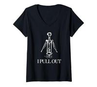 Femme Tire-Bouchon géant Amusant avec Inscription « I Pull Out » T-Shirt avec Col en V