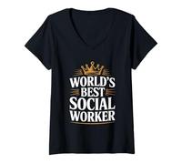 Femme Travailleur Social T-Shirt avec Col en V
