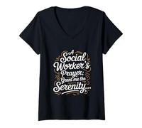 Femme Travailleur Social T-Shirt avec Col en V