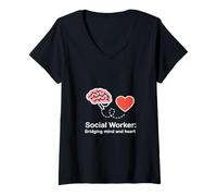 Femme Travailleur Social T-Shirt avec Col en V