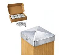 FeNau Lot de 10 capuchons de poteau 12 x 12 cm - Galvanisé - Poutre de carport - Pyramide - Avec 20 vis