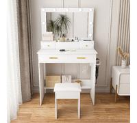 Fenchilin Coiffeuse avec miroir LED - Blanc