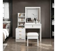 Fenchilin Coiffeuse avec Miroir LED et Tabouret 130cm