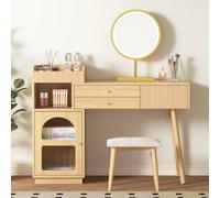 Fenchilin Coiffeuse avec Miroir LED et Tiroirs 120cm
