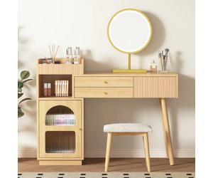 Fenchilin Coiffeuse avec Miroir LED et Tiroirs 120cm
