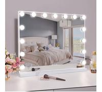 FENCHILIN Hollywood 15 LED miroir de maquillage lumineux/ trois lumières réglables/ port de charge USB/ loupe 10x/ blanc 58 x 46cm