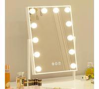 FENCHILIN Hollywood Miroir de Maquillage avec éclairage, 12 Lampes LED à intensité Variable, Rotatif à 360°, 3 Couleurs de lumière, grossissement 10x, Commande Tactile, Blanc, 30 x 41 cm