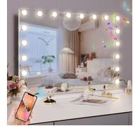 FENCHILIN Hollywood Miroir De Maquillage, Smart Bluetooth / USB Charge /10x Loupe /Dispose Tricolore Luminaire -80cmx58cm