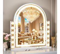 FENCHILIN Miroir de Maquillage Lumineux 59,5 x 57 cm, Style Hollywood, avec 12 LED à intensité Variable et Barre Lumineuse, 3 Modes de Couleur, Miroir incurvé avec Commandes tactiles, Blanc