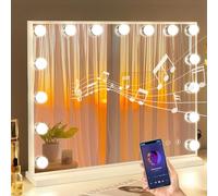 FENCHILIN Miroir Maquillage Lumineux Bluetooth avec 15 Ampoules LED 58x46cm