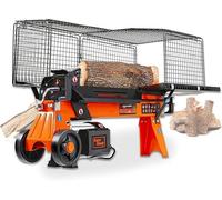 Fendeuse à bois électrique, fendeuse pour bois de chauffage, portable, système de fendeur de 6 tonnes, 230V, moteur 2200W, fendeuse horizontale avec système de levier en acier pour fendre le bois de c