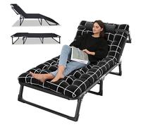 feneihe Lit de Camp Pliable 4 Positions, Lit Pliant Adulte 200kg, Lit Camping Pliable pour 1 Personne, d'Appoint pour Camping, Jardin, Bureau ou Appoint