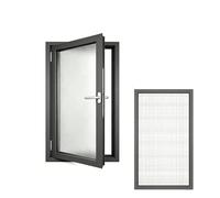 Fenêtre battante en verre dépoli double vitrage, cadre alliage d’aluminium avec moustiquaire intégrée,Fenêtre de confidentialité pour salle de bain(Gray,34x19")