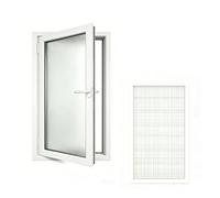 Fenêtre battante en verre dépoli double vitrage, cadre alliage d’aluminium avec moustiquaire intégrée,Fenêtre de confidentialité pour salle de bain(White,25x30")