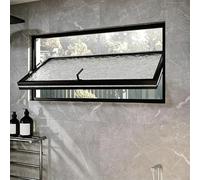 Fenêtre battante pivotante rectangulaire aluminium à rotation 360°, Fenêtre affleurante en verre trempé étanche améliorée pour ventilation de hangar(Black,Ripple,31.5 * 15.7in)