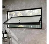 Fenêtre battante pivotante rectangulaire aluminium à rotation 360°, Fenêtre affleurante en verre trempé étanche améliorée pour ventilation de hangar(Black,Figured,23.6 * 11.8in)