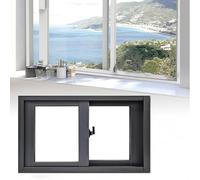 Fenêtre coulissante à double vitrage pour sous-sol et ventilation 50,8 à 122,9 cm Dimensions 53 x 45 cm Idéal pour salle de bains et amélioration de la maison Noir