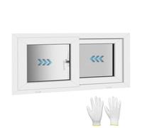 Fenêtre coulissante de sous-sol en alliage d'aluminium avec verre trempé de 55,9 à 86,4 cm, design coulissant horizontal, idéal pour les abris de jardin, finition blanche (76,2 x 48,3 cm)