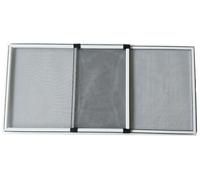 Fenêtre coulissante réglable avec moustiquaire, hauteur 25 cm, largeur 35-62 cm, cadre en aluminium blanc, moustiquaire en fibre de verre gris foncé