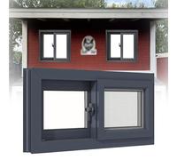 Fenêtre d'abri de jardin noire 55,9 x 33 cm - Fenêtre coulissante de sous-sol en alliage d'aluminium trempé avec vis d'extension pour poulailler, salles de bains, camping-cars et garages
