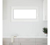 Fenêtre de cave RISOR 110 x 50 cm blanche, PVC et verre, inclinable et pivotante, avec protection thermique et insonorisation, design moderne pour ventilation de cave et encastrement