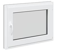 Fenêtre de cave RISOR 80 x 50 cm en PVC et verre anthracite avec fonction basculante, protection thermique, insonorisation et vitrage isolant pour l'intérieur, cadre en plastique durable, montage