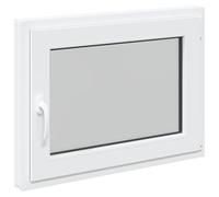 Fenêtre de cave RISOR 80 x 60 cm blanche en PVC et verre avec fonction basculante, cadre 5 chambres, protection thermique, isolation phonique et montage facile pour cave et intérieur