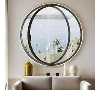 Fenêtre de Hangar Ronde rotative à 360°, Cadre en Verre trempé et Aluminium, fenêtre coulissante, idéale pour Salle de Bain, Cuisine, Chambre et Salon (Noir, 80 cm/31,5 po)