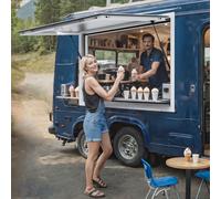 Fenêtre de snack VEVOR 36 "x36", fenêtre de service en alliage d'aluminium pour chariot de snack avec porte de store et crochet d'attelage, fenêtre de service pivotant jusqu'à 85 degrés pour chariot d