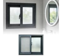 Fenêtre de sous-sol givrée avec design coulissant Sn - Joint et verrou résistants aux intempéries - Aluminium noir - Idéal pour l'intimité dans la salle de bain et la salle de bain - 50,8 x 30,5 cm