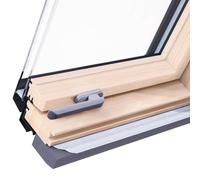Fenêtre de toit à projection, bois, made by Roto, R4/7, 54x78 cm, couleur intérieur Pin, couleur extérieur anthracite, double vitrage