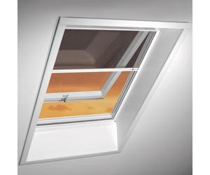 Fenêtre de toit avec moustiquaire, PVC, Roto R8, 54x78 cm, couleur intérieur Blanc, couleur extérieur gris signalisation (RAL 7043)