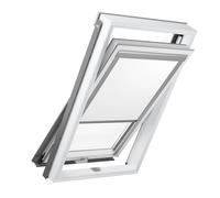 Fenêtre de toit avec store occultant blanc, PVC, RoofLite+ made by Velux Group, Solid PVC, 55x78 cm, Blanc, gris signalisation (RAL 7043)