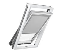 Fenêtre de toit avec store occultant gris clair, PVC, RoofLite+ made by Velux Group, Solid PVC, 55x78 cm, Blanc, gris signalisation (RAL 7043)