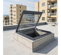 Fenêtre de toit plate en aluminium - Trappe d'accès pour greniers, vérandas, granges (85 x 85 cm / 33.5x33.5in) - Design résistant aux intempéries pour une meilleure lumière et ventilation