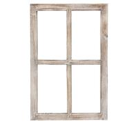 Fenêtre décorative en bois, finition naturelle, dimensions 40 x 2 x 60 cm