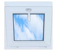Fenêtre en PVC blanche, dimensions 55x55, ouvrante à la fenêtre, dimensions totales 550x550, ouverture par le haut, double vitrage, neuve