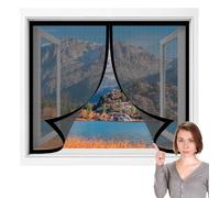 Fenêtre Moustiquaire Magnétique 125 x 160 cm Perçage Maille Ultra Fine Filet Anti Insectes Sans Espace, Amovible, Facile à Installer pour Chambre, Couloirs, Porte Patio, Noir