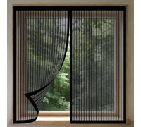 Fenêtre Moustiquaire Magnétique 145 x 175 cm Automatiquementfermé, Sans Percer Aimantée Auto Adhésif en Maille Installation Facile pour Balcon, Chambre et Salon, Noir