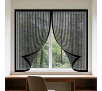 Fenêtre Moustiquaire Magnétique 70 x 130 cm Automatiquementfermé, Sans Percer Magnétique Moustiquaire Amovible, Facile à Installer pour Balcon, Chambre et Salon, Noir