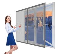 Fenêtre Moustiquaire Magnétique 70 x 130 cm Perçage Maille Ultra Fine Moustiquaire avec Aimants Sans Espace, Amovible, Facile à Installer Adaptée à Toutes Fenêtres, Gris