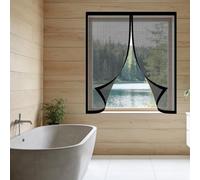 Fenêtre Moustiquaire Magnétique 70 x 145 cm Automatiquementfermé, Sans Percer Moustiquaire Fenêtre Anti Insectes Amovible, Facile à Installer Adaptée à Toutes Fenêtres, Noir