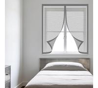 Fenêtre Moustiquaire Magnétique 90 x 135 cm Aimants Puissants Fermeture Moustiquaire pour Fenêtre Amovible, Facile à Installer pour Chambre, Couloirs, Porte Patio, Gris