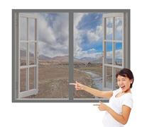 Fenêtre Moustiquaire Magnétique 90 x 135 cm Automatiquementfermé, Sans Percer Moustiquaire pour Fenêtres Installation Facile Adaptée à Toutes Fenêtres, Gris