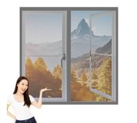 Fenêtre Moustiquaire Magnétique 90 x 180 cm Aimants Puissants Fermeture Moustiquaire pour Fenêtres Sans Espace, Amovible, Facile à Installer Adaptée à Toutes Fenêtres, Gris