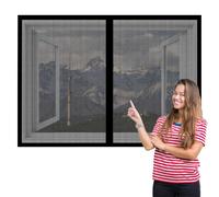 Fenêtre Moustiquaire Rideau Moustiquaire 125 x 160 cm Perçage Maille Ultra Fine Filet Anti Insectes Amovible, Facile à Installer pour Chambre, Couloirs, Porte Patio, Noir