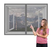 Fenêtre Moustiquaire Rideau Moustiquaire 125 x 160 cm Perçage Maille Ultra Fine Filet Anti Insectes Amovible, Facile à Installer pour Chambre, Couloirs, Porte Patio, Gris