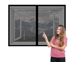 Fenêtre Moustiquaire Rideau Moustiquaire 125 x 160 cm Perçage Maille Ultra Fine Filet Anti Insectes Amovible, Facile à Installer pour Chambre, Couloirs, Porte Patio, Noir