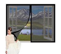 Fenêtre Moustiquaire Rideau Moustiquaire 70 x 95 cm Perçage Maille Ultra Fine avec Aimants Amovible, Facile à Installer pour Balcon, Chambre et Salon, Noir